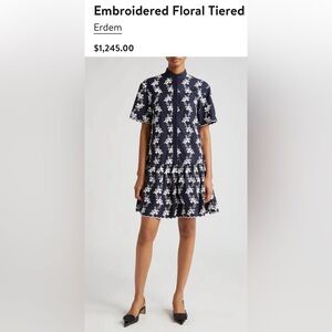 ERDEM embroidered floral tiered mini dress